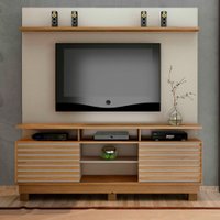 Estante Home Texas para TV até 60 Polegadas 2 Portas 2 Prateleiras e Nichos Off White/Cinamomo Valdemóveis