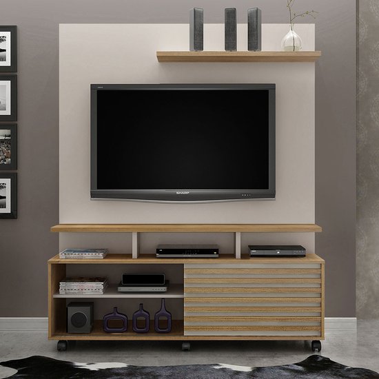 Estante Home Star Para TV Até 60 Polegadas 1 Porta Off White/Cinamomo Valdemóveis