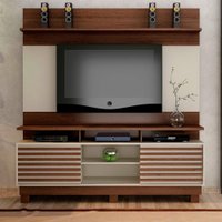Estante Home Texas para TV até 60 Polegadas 2 Portas 2 Prateleiras e Nichos Chocolate/Off White Valdemóveis