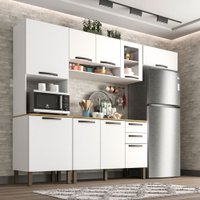 Cozinha Compacta Valencia com Vidro 4 Peças 9 Portas 2 Gavetas Salleto Moveis