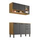 Cozinha Compacta Valencia com Vidro 2 Peças 6 Portas 2 Gavetas Salleto Moveis