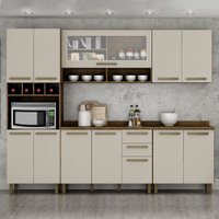 Cozinha Pérola 5 peças Ipê com Off White ValdeMóveis