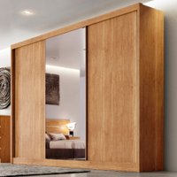 Guarda Roupa Casal 3 portas 8 Gavetas Espelho Spazzio Novo Horizonte