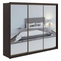Guarda Roupa Casal com Espelho 3 Portas 6 Gavetas Spazio Super Glass Móveis Lopas