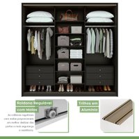 Guarda Roupa Casal com Espelho 3 Portas 6 Gavetas Spazio Glass Móveis Lopas