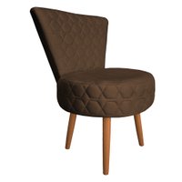 Poltrona Cadeira Decorativa Matelassê Elegância Veludo Marrom Pés Palito Castanho - Pallazio