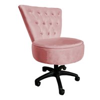 Cadeira Mocho Capitonê Elegância Veludo Rosê Base Giratória - Pallazio