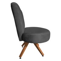 Poltrona Cadeira Decorativa Costurada Elegância Veludo Grafite Base Giratória Castanho - Pallazio