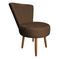 Poltrona Cadeira Decorativa Costurada Elegância Veludo Marrom Pés Palito Castanho - Pallazio