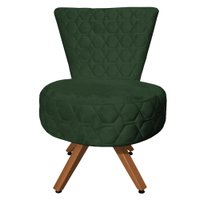 Poltrona Cadeira Decorativa Matelassê Elegância Veludo Verde Base Giratória Castanho -Verde