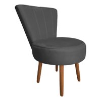 Poltrona Cadeira Decorativa Costurada Elegância Veludo Grafite Pés Palito Castanho - Pallazio