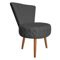 Poltrona Cadeira Decorativa Matelassê Elegância Veludo Grafite Pés Palito Castanho - Pallazio