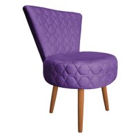 Poltrona Cadeira Decorativa Matelassê Elegância Veludo Roxo Pés Palito Castanho - Pallazio