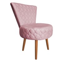 Poltrona Cadeira Decorativa Matelassê Elegância Veludo Rosa Bebê Pés Palito Castanho - Pallazio
