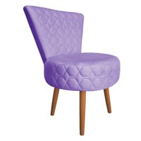 Poltrona Cadeira Decorativa Matelassê Elegância Veludo Lilás Pés Palito Castanho - Pallazio