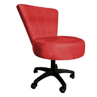Cadeira Mocho Costurado Elegância Veludo Vermelho Base Giratória - Pallazio