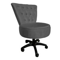 Cadeira Mocho Capitonê Elegância Veludo Grafite Base Giratória - Pallazio