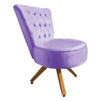 Poltrona Cadeira Decorativa Capitonê Elegância Veludo Lilás Base Giratória Castanho - Pallazio