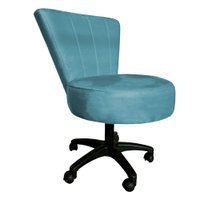 Cadeira Mocho Costurado Elegância Veludo Azul Turquesa Base Giratória - Pallazio
