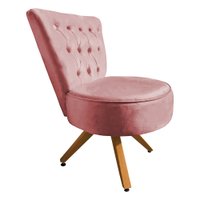 Poltrona Cadeira Decorativa Capitonê Elegância Veludo Rosê Base Giratória Castanho - Pallazio