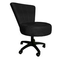 Cadeira Mocho Costurado Elegância Veludo Preto Base Giratória - Pallazio