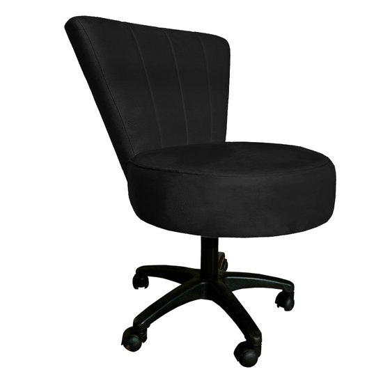 Cadeira Mocho Costurado Elegância Veludo Preto Base Giratória - Pallazio
