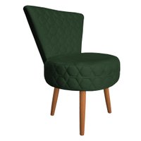 Poltrona Cadeira Decorativa Matelassê Elegância Veludo Verde Pés Palito Castanho - Pallazio