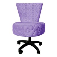 Cadeira Mocho Matelassê Elegância Veludo Lilás Base Giratória - Pallazio