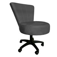 Cadeira Mocho Costurado Elegância Veludo Grafite Base Giratória - Pallazio