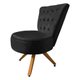 Poltrona Cadeira Decorativa Capitonê Elegância Veludo Preto Base Giratória Castanho - Pallazio