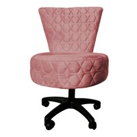 Cadeira Mocho Matelassê Elegância Veludo Rosê Base Giratória - Pallazio