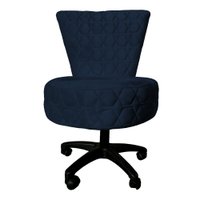 Cadeira Mocho Matelassê Elegância Veludo Azul Marinho Base Giratória - Pallazio