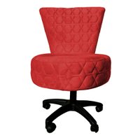 Cadeira Mocho Matelassê Elegância Veludo Vermelho Base Giratória - Pallazio