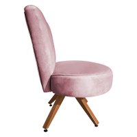 Poltrona Cadeira Decorativa Costurada Elegância Veludo Rosa Bebê Base Giratória Castanho - Pallazio