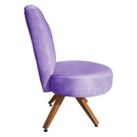 Poltrona Cadeira Decorativa Costurada Elegância Veludo Lilás Base Giratória Castanho - Pallazio