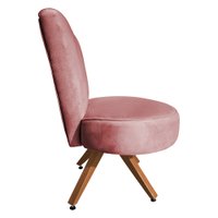 Poltrona Cadeira Decorativa Costurada Elegância Veludo Rosê Base Giratória Castanho - Pallazio