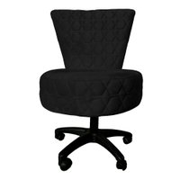 Cadeira Mocho Matelassê Elegância Veludo Preto Base Giratória - Pallazio