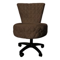 Cadeira Mocho Matelassê Elegância Veludo Marrom Base Giratória - Pallazio