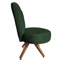 Poltrona Cadeira Decorativa Costurada Elegância Veludo Verde Base Giratória Castanho - Pallazio