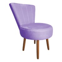 Poltrona Cadeira Decorativa Costurada Elegância Veludo Lilás Pés Palito Castanho - Pallazio