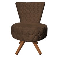 Poltrona Cadeira Decorativa Matelassê Elegância Veludo Base Giratória Castanho - Marrom