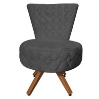 Poltrona Cadeira Decorativa Matelassê Elegância Veludo Grafite Base Giratória Castanho - Grafite