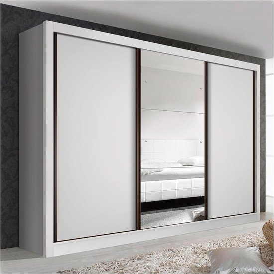 Guarda Roupa Casal Branco com 3 Espelho 3 Portas Minastex