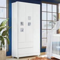 Guarda Roupa de Bebê Life Branco 3 Portas 2 Gavetas Tigus Baby