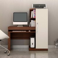 Mesa para Computador Office com Armário 1 Porta 1 Gaveta Chocolate/Off White Valdemóveis