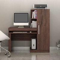 Mesa Para Computador Office Em Castanho Com Armário, 1 Porta E 1 Gaveta ValdeMóveis