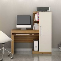 Mesa para Computador Office Cinamomo com Off White com Armário 1 Porta 1 Gaveta ValdeMóveis