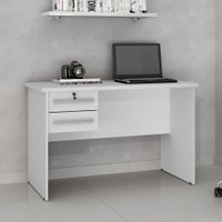 Mesa Para Computador Byte Em Branco Acetinado Com 2 Gavetas ValdeMóveis