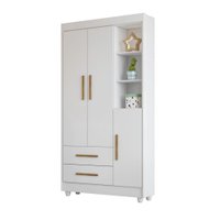 Quarto De Bebê Flocos Branco E Ypê Com Berço Mini Cama Cômoda E Guarda Roupa Tigus Baby