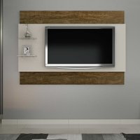 Painel para TV Turim Off White E Ipê até 65 Polegadas Com 2 Prateleiras ValdeMóveis